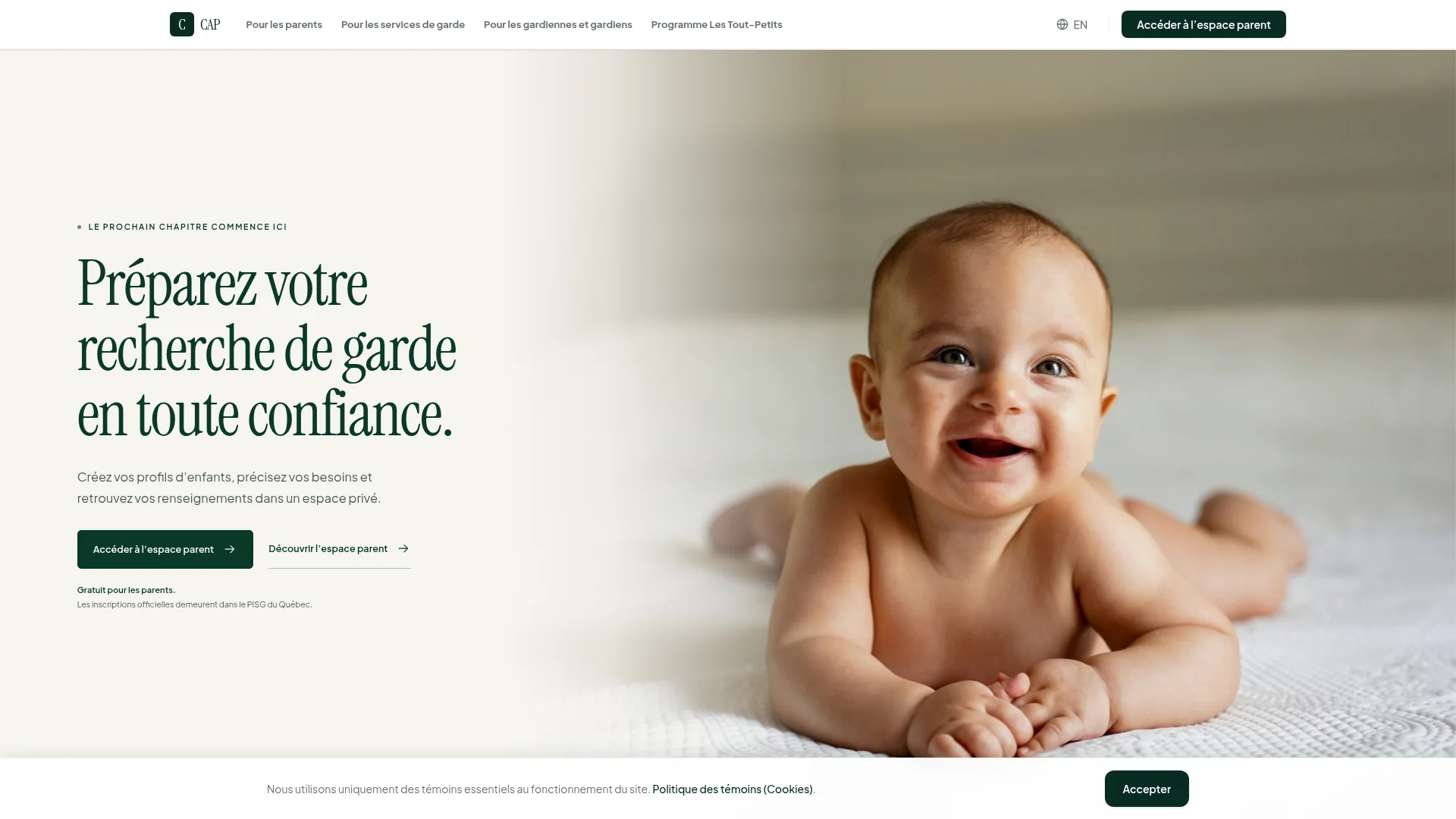 Aperçu de la plateforme CAP Famille et de son espace parent